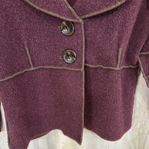 Beebop and Wally New York Vintage Woman’s 3/4 Sleeve Cropped Jacket Maroon SZ M - Picture 4 of 6